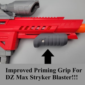 Front Priming Grip Slim Style For Dart Zone Pro Max Stryker Dart Blaster 3D Printed Mod w/ Hardware Pump Prime Angled Picatinny Foregrip