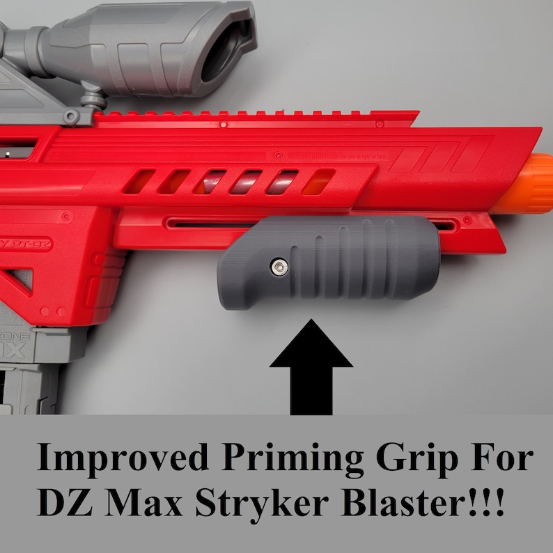 Front Priming Grip Slim Style For Dart Zone Pro Max Stryker Dart Blaster 3D Printed Mod w/ Hardware Pump Prime Angled Picatinny Foregrip