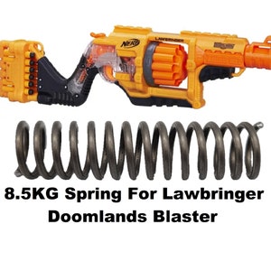 May include: A black metal spring for a Nerf Lawbringer Doomlands blaster. The spring is 8.5KG.