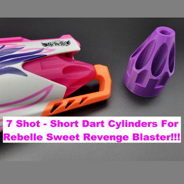 For Nerf Rebelle Sweet Revenge Blaster - 7 Round Half Length Short Dart Easy Load Cylinder Kit Barrel Mod Hammer Shot Pro! - Toy Gun Part