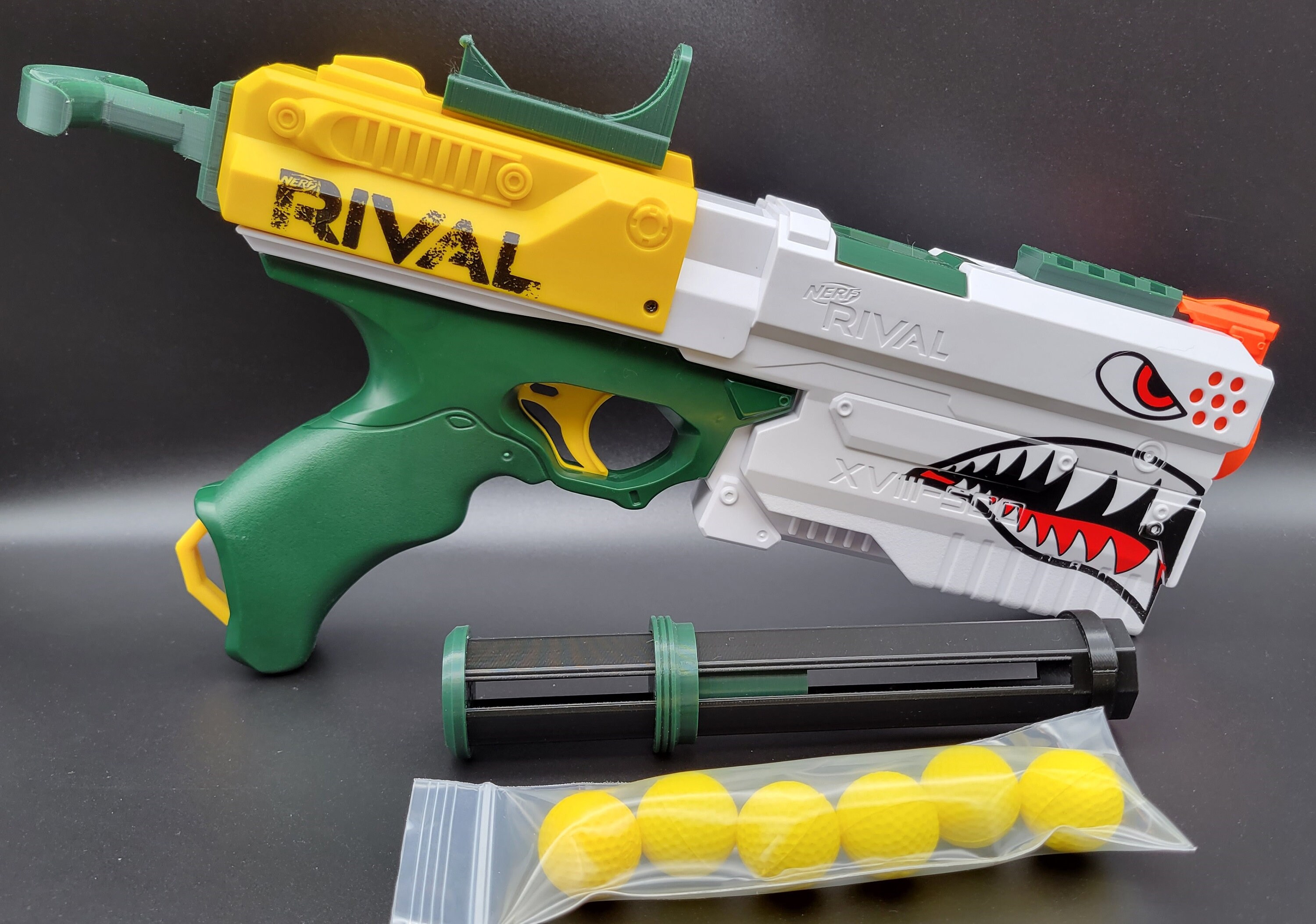 Custom Build 6-schots jager KRONOS - aangepaste grote witte haai Kronos  XVIII-500 Nerf Rival Blaster met K26-veer, deurverwijderaar,  T-Pull-speelgoedgeweer - Etsy België, image size:3000x2107