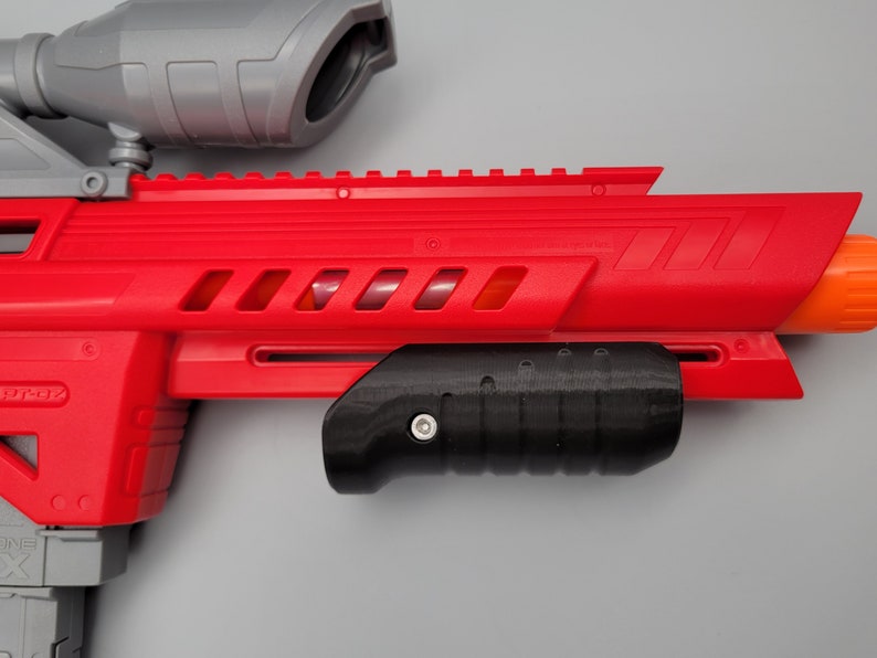 Front Priming Grip Slim Style For Dart Zone Pro Max Stryker Dart Blaster 3D Printed Mod w/ Hardware Pump Prime Angled Picatinny Foregrip
