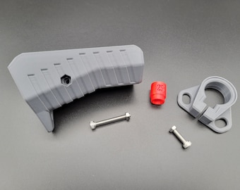 Upgrade Kit For Dart Zone Max Stryker Blaster With: Front Priming Angled Picatinny Fore Grip, Buffer Tube Sling Point, & 25+ fps Spacer!