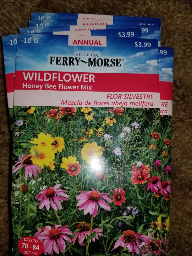 Wildflower Honey Bee Flower Mix Giant Seed Packet Etsy