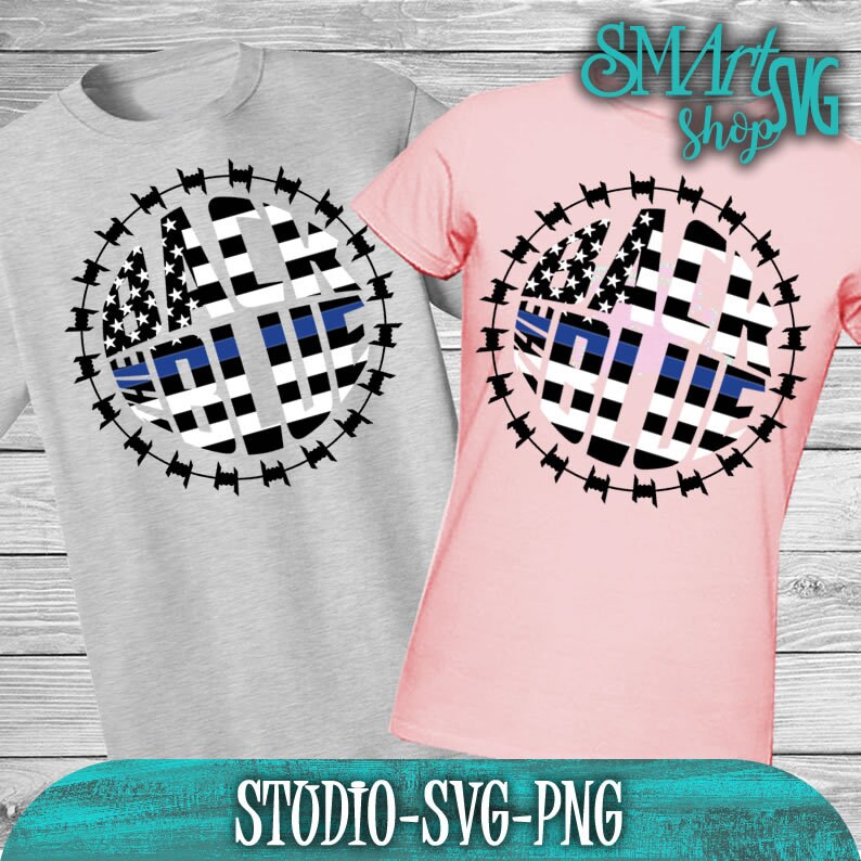 Download Back the Blue barbed wire thin blue line SVG Police svg ...