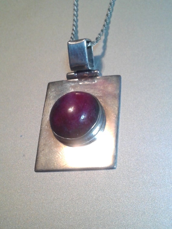 Ruby Stone Sterling Pendant Necklace - image 1