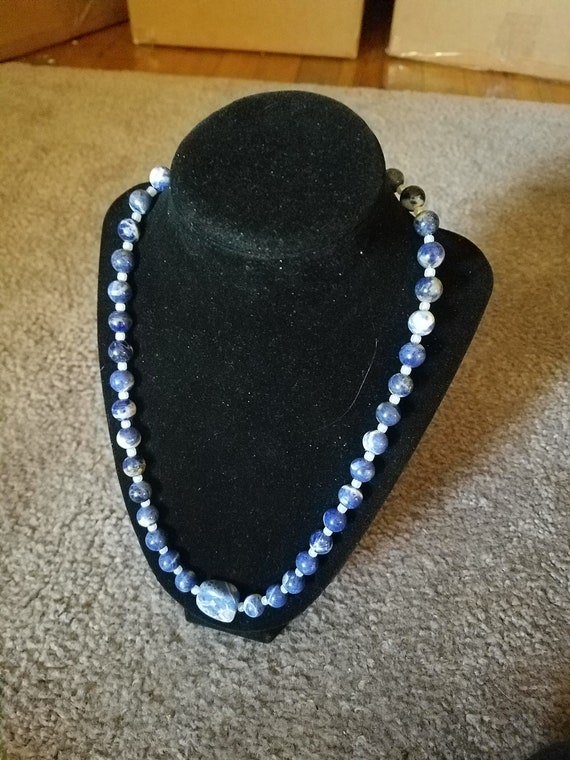 Beautiful Sodalite Beaded Necklace 21 inches Blue
