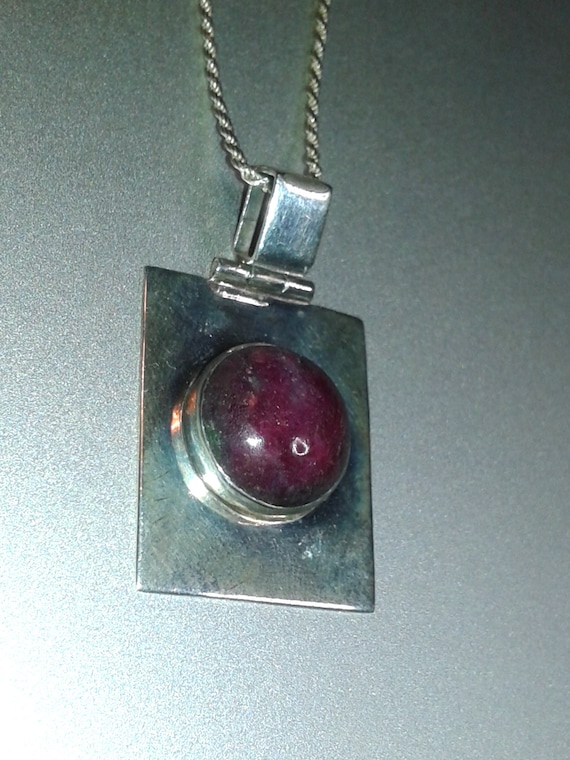 Ruby Stone Sterling Pendant Necklace - image 2