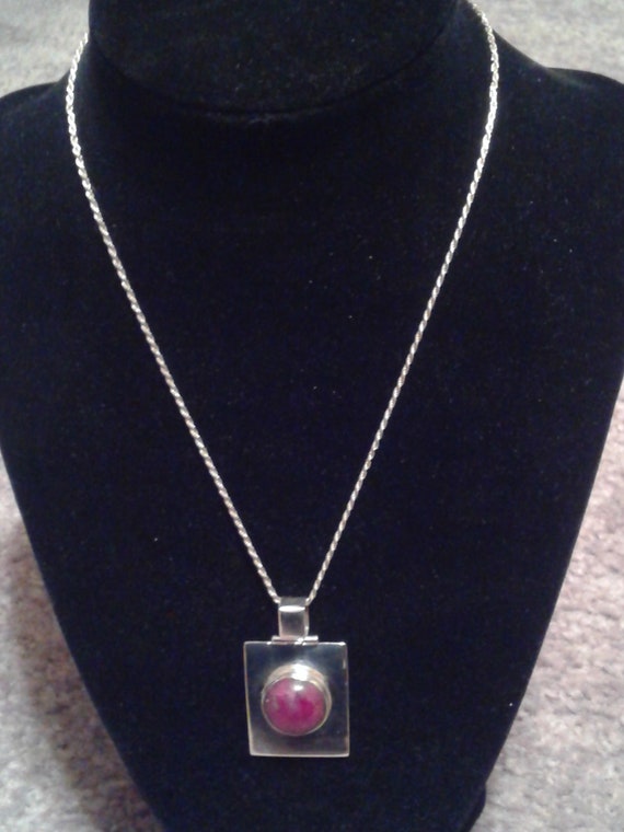 Ruby Stone Sterling Pendant Necklace - image 3