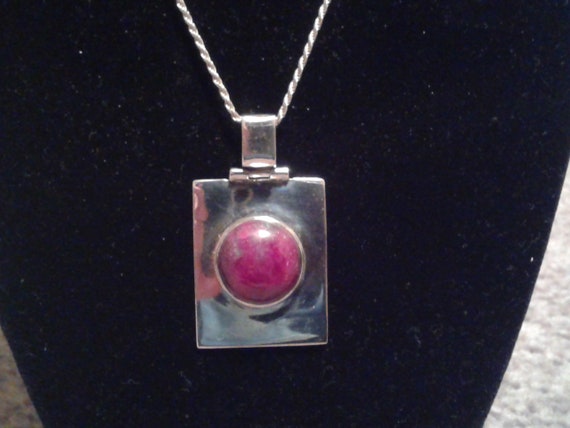 Ruby Stone Sterling Pendant Necklace - image 5