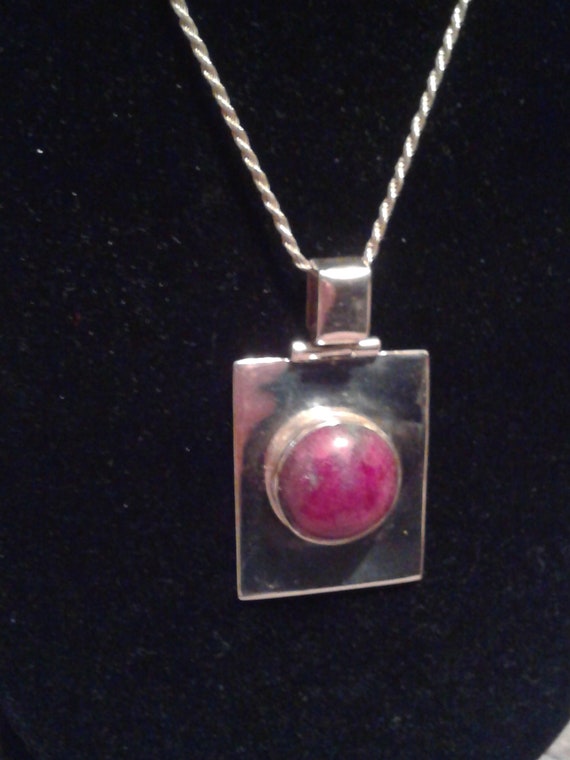 Ruby Stone Sterling Pendant Necklace - image 4