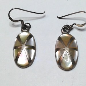Inlaid Mother of Pear Sterling Earrings