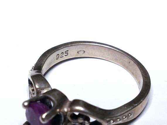 Vintage Sterling Ruby Solitaire Heart Ring Size 8… - image 7