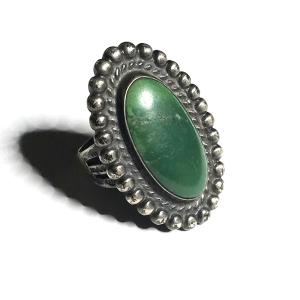 Vintage Native Southwest Silver Variscite Stone Ring Size 5