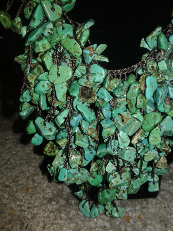 Turquoise bib statement necklace - image 2