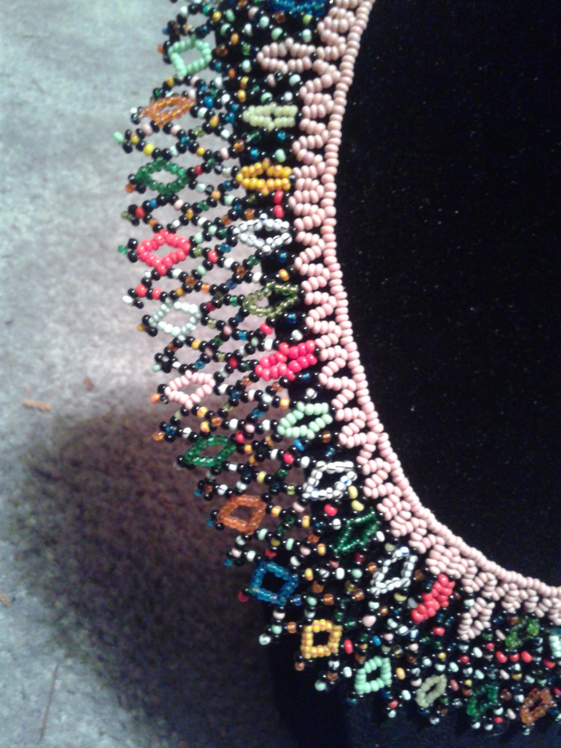 Native Seed Bead Bib Necklace Etsy