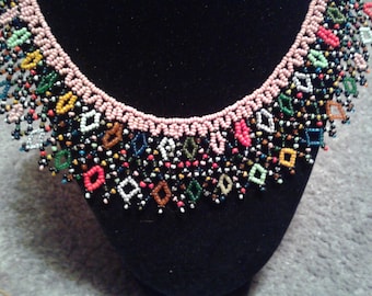 Native Seed Bead Bib Necklace