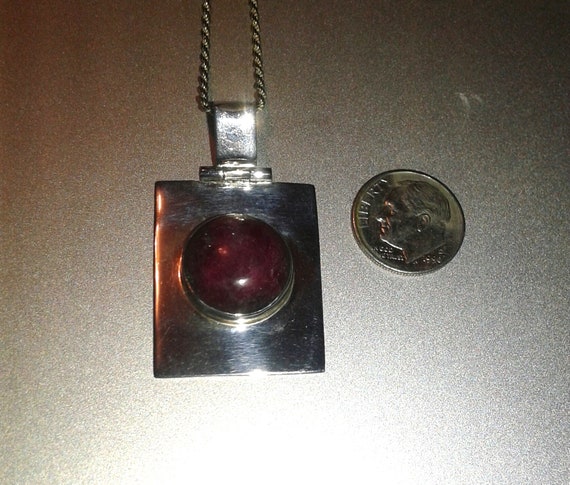 Ruby Stone Sterling Pendant Necklace - image 8