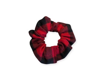 Soybean Scrunchies, “Red Buffalo Plaid” buffalo plaid flannel scrunchie, fall scrunchie, soft scrunchie