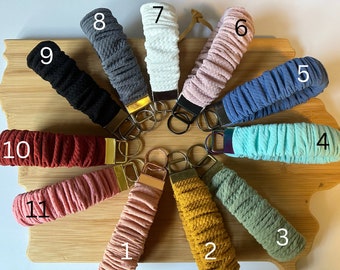 Soybean Scrunchies, “bullet scrunchie key chains” bullet fabric, colorful, key fob