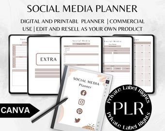 Social Media Planner | Content Calendar | Marketing Planner | Monthly Batch Content Creation Template |  Media Tracker | PLR | RESELL RIGHTS
