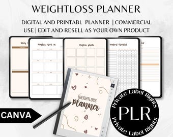 Weightloss Planner | Fitness Tracker | Fitness Planner | Weight Loss Tracker | Fitness Journal | Commercial Use Journal | Plr Ebooks