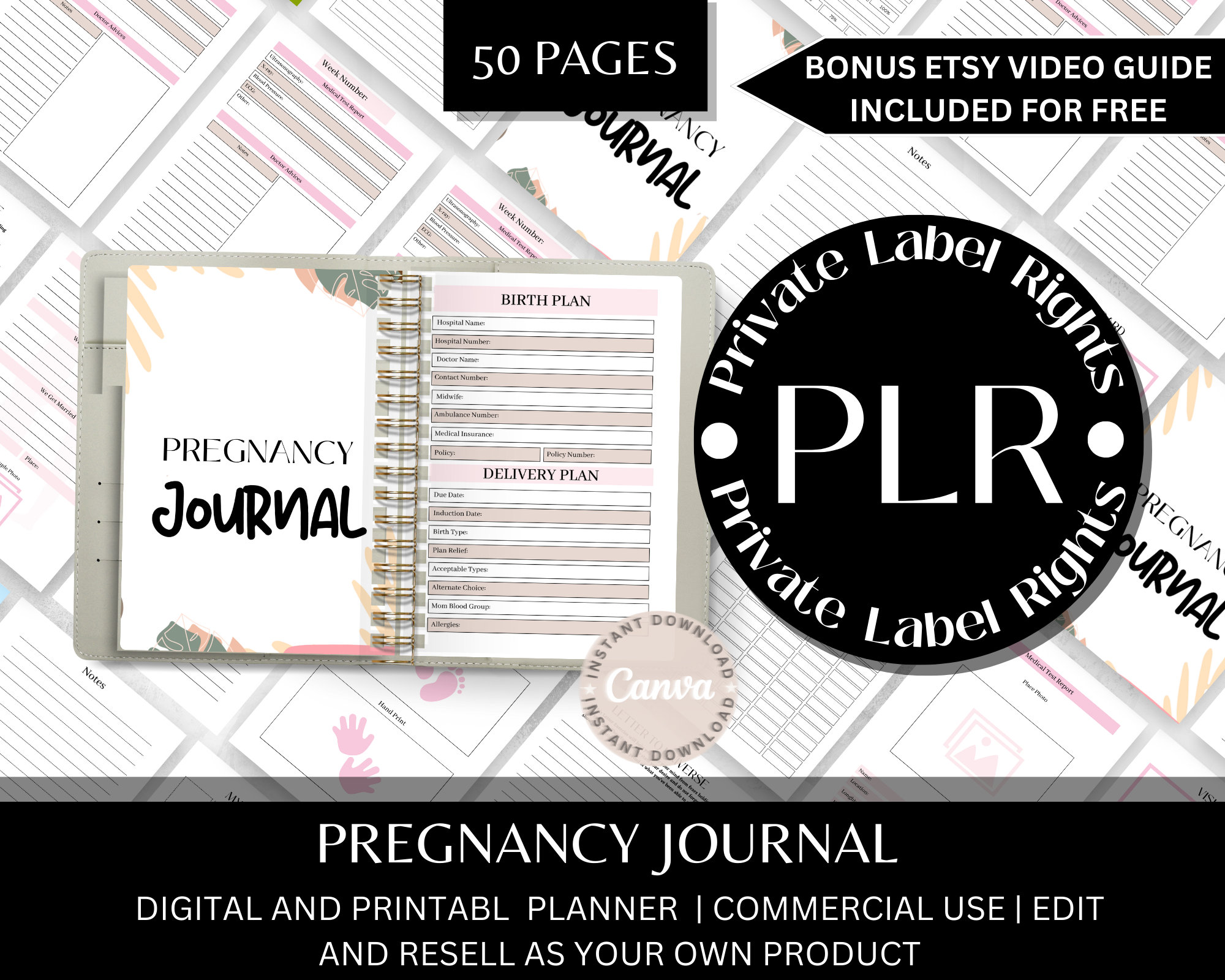 Plr Canva Template Plr Pregnancy Planner Plr Pregnancy Journal Plr ...