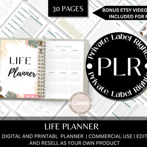 Life Planner | Plr Canva Template | Canva Commercial Use Editable Planner | Plr Planner To Resell | Instant Download | Self Care