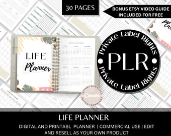 Planificateur de vie | Modèle Canva Plr | Agenda modifiable à usage commercial Canva | Planificateur Plr à revendre | Téléchargement instantané | Prendre soin de soi