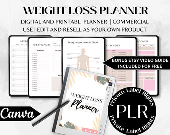 Workout Tracker | Plr Fitness Planner | Printable Weight Loss Journal | Fitness Journal | Plr Weight Loss Planner | Plr Ebook