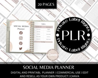 Social Media Planner | Content Calendar | Marketing Planner | Monthly Batch Content Creation Template |  Media Tracker | PLR | RESELL RIGHTS