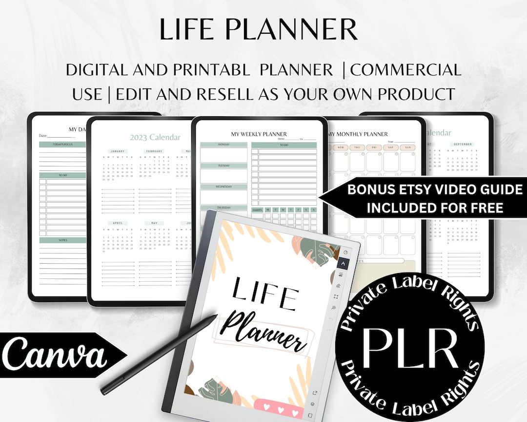 Life Planner | Plr Canva Template | Canva Commercial Use Editable ...