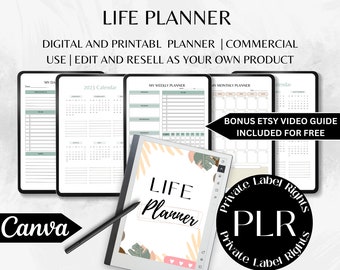 Planificateur de vie | Modèle Canva Plr | Agenda modifiable à usage commercial Canva | Planificateur Plr à revendre | Téléchargement instantané | Prendre soin de soi