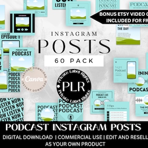 Social Media Templates | Plr Instagram Posts | PODCAST TEMPLATE | Instagram Feed | Plr Instagram Planner | Plr Canva Template