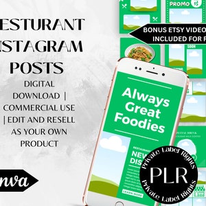 Social Media Templates | Plr Instagram Posts | RESTURANT TEMPLATE | Instagram Feed | Plr Instagram Planner | Plr Canva Template
