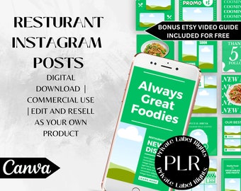 Social Media Templates | Plr Instagram Posts | RESTURANT TEMPLATE | Instagram Feed | Plr Instagram Planner | Plr Canva Template