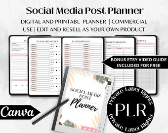 Plr Planner Social Media / Plr Business Journal / Creadores de Contenido / Facebook Planner / Derechos de Reventa / Post Planner / DERECHOS DE ETIQUETA PRIVADA