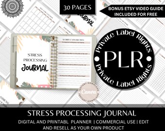 STRESS JOURNAL, Wellness Planner, Mental Health, Canva Template, Coach Template, Therapy Journal | Anxiety Journal Printable | Resell rights