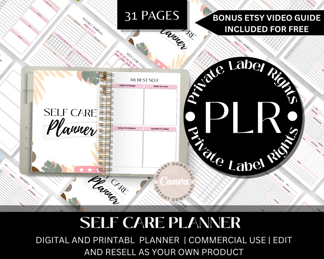 Self Care | Plr Planner Bundle | Resell Rights | Self-care Planner ...