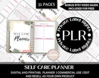 Soins personnels | Pack d'agendas Plr | Droits de revente | Planificateur de soins personnels | Agendas Canva Plr | Modèle de toile modifiable | Modèle de toile pour le PLR