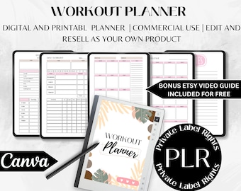 Digital Planner Template | Workout Tracker | Health Coach | Workout Plan | Fitness Journal | Canva Planner Template | Canva Ebook Templates