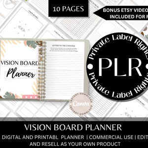 Commercial Use | Plr Digital Planner Template | Vision planner | Resell rights | Editable Canva Planner Template | Done For You