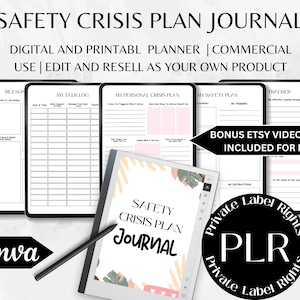 KRISE UND SICHERHEIT Planer | Notfallplan für psychische Gesundheit | Notfall-Sicherheitsplan | Rechte weiterverkaufen | Schulratgeber | plr Vorlage