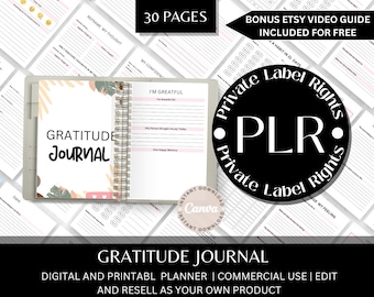 Plr Gratitude Journal | Plr Templates | Gratitude Journal Printable | Plr Printables | Commercial Use | Editable Journal | Resell Rights