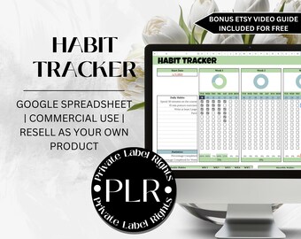 Habit Tracker Tabelle für Google Sheets, Daily Habit Planner, Weekly Habits, Goal Planner Dashboard, WEITERVERKAUFSRECHTE. PLR Vorlage