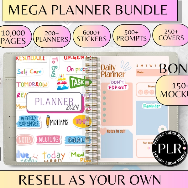 PLR Planner Bundle | Resell Planner | Plr Journal | White Label | Digital Journal | Done For You Digital Products | Canva Template |
