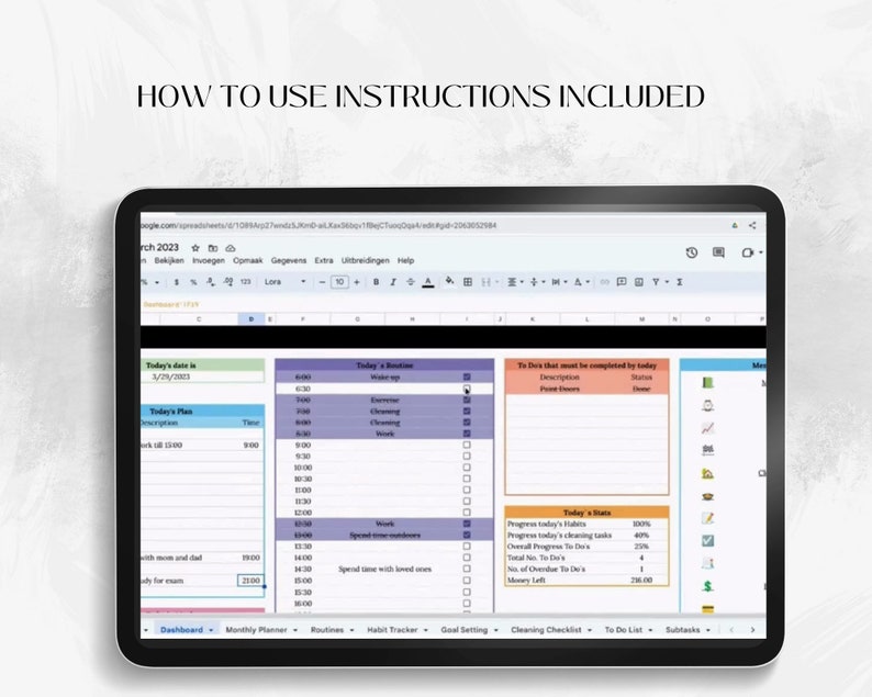 Digital Google Sheet Calendar Template, Daily Schedule Task Tracker ...