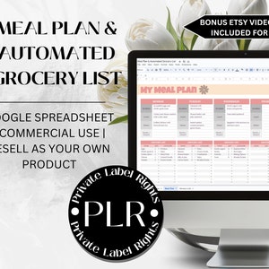 Wöchentliche Essensplanung | PLR google Blatt | Mahlzeitenplanung | Food-Tracker | Einkaufsliste | Digitaler Mahlzeitenplaner | Familien Essensplaner