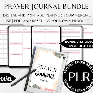 Plr Prayer Journal | Commercial Resell Rights License | Canva Template | Plr Digital Journal | Commercial Use Journal | Plr Ebooks
