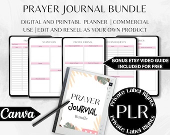 Plr Prayer Journal | Commercial Resell Rights License | Canva Template | Plr Digital Journal | Commercial Use Journal | Plr Ebooks